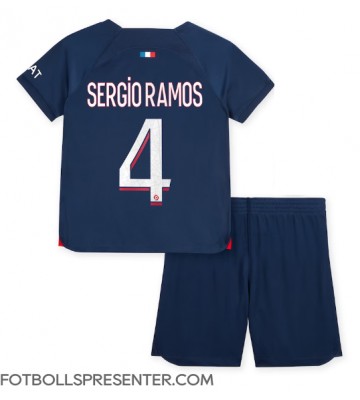 Paris Saint-Germain Sergio Ramos #4 Hemmatröja Barn 2023-24 Kortärmad (+ korta byxor)